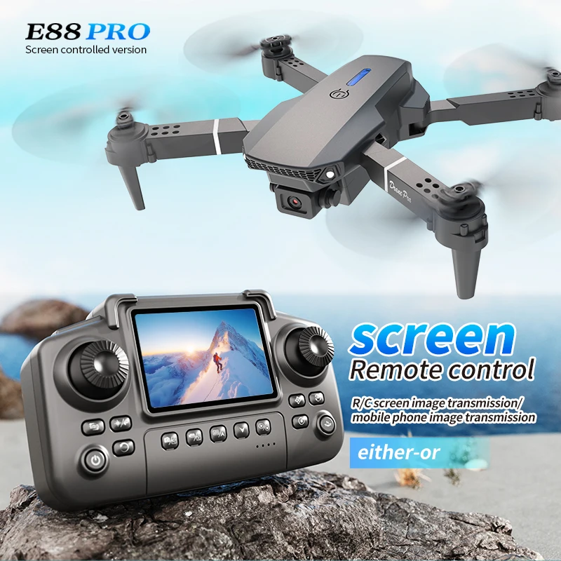 Dron profesional E88 PRO con p - Drone Controller Screen reseña y precio